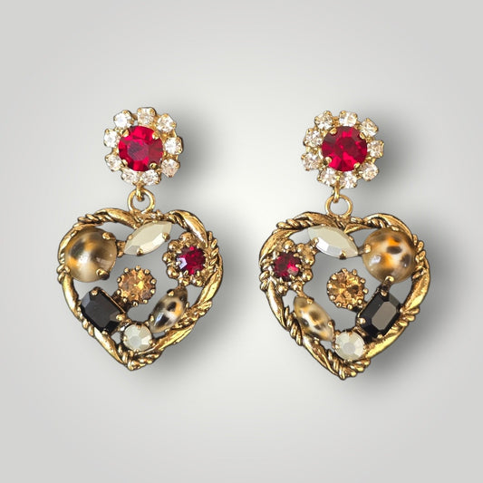 Swarovski Crystal Heart Statement Earrings