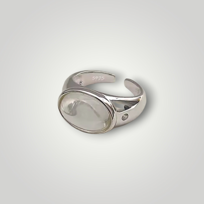 Sterling Silver Bombé Oval Crystal Statement Ring