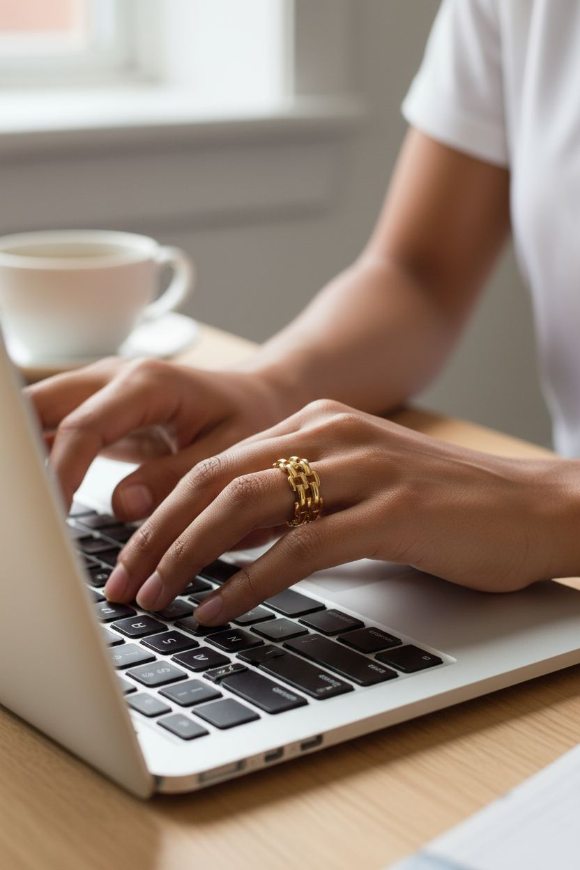 Roma Grid Ring - 18ct Gold Plated Stainless Steel