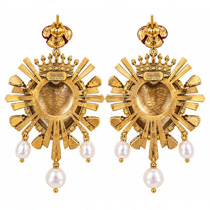 Radiant Sacred Heart Pearl Earrings