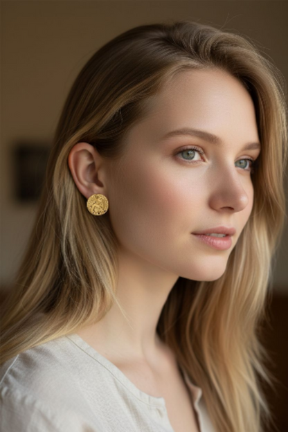 Imperia Horse Coin Earrings-18ct Gold Plated