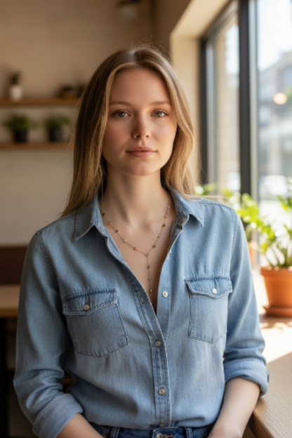 Capri Lariat Necklace - 18ct Gold Plated Stainless Steel