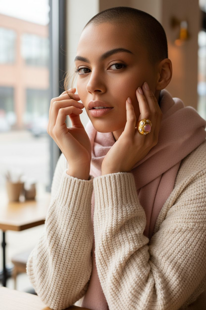 Gaia Bloom Ring - 24ct Gold Plated - Pearl